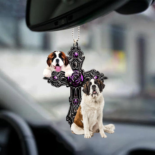 Saint Bernard Pray For God Car Hanging Ornament Dog Pray For God Ornaments Lasfour OO0745