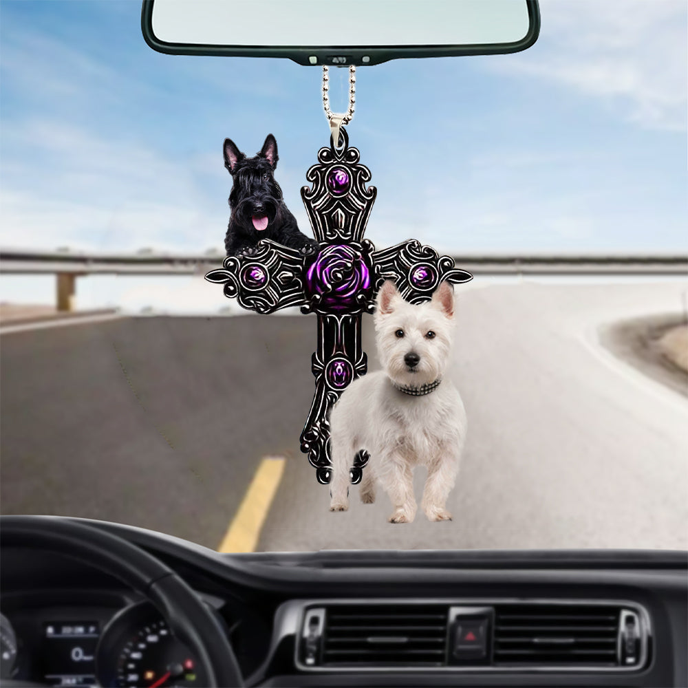 Scottish Terrier Pray For God Car Hanging Ornament Dog Pray For God Ornament OO0744