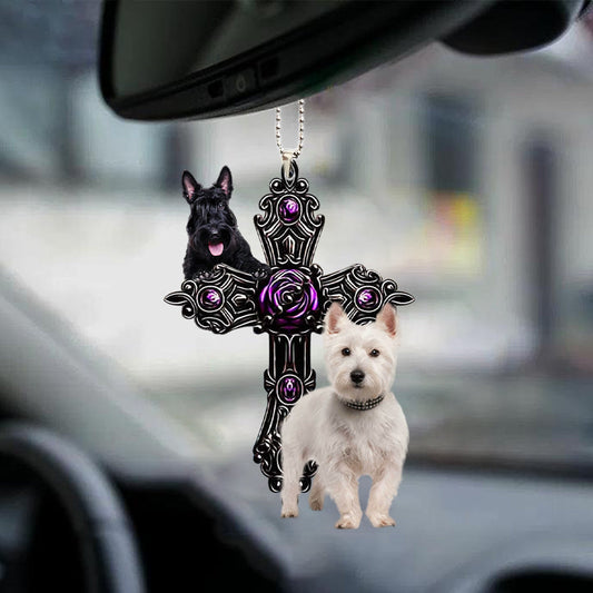 Scottish Terrier Pray For God Car Hanging Ornament Dog Pray For God Ornament OO0744