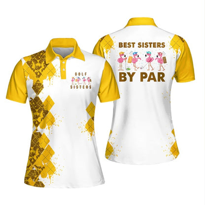 Best Sisters By Par Women Sleeveless Polo Shirt Yellow, Golf Polo Shirt for Women SO0792