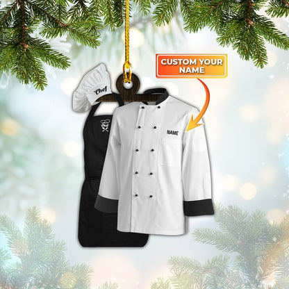 Custom Shaped Chef Uniform Ornament, Personalized Name Uniform for Master Chef Ornament OO1671