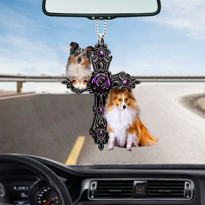 Shetland Sheepdog Pray For God Car Hanging Ornament Auto Ornament Lasfour OO0714