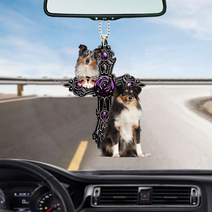 Shetland Sheepdog Pray For God Car Hanging Ornament Dog Pray For God Ornament Lasfour OO0743