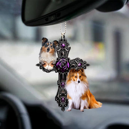 Shetland Sheepdog Pray For God Car Hanging Ornament Auto Ornament Lasfour OO0714