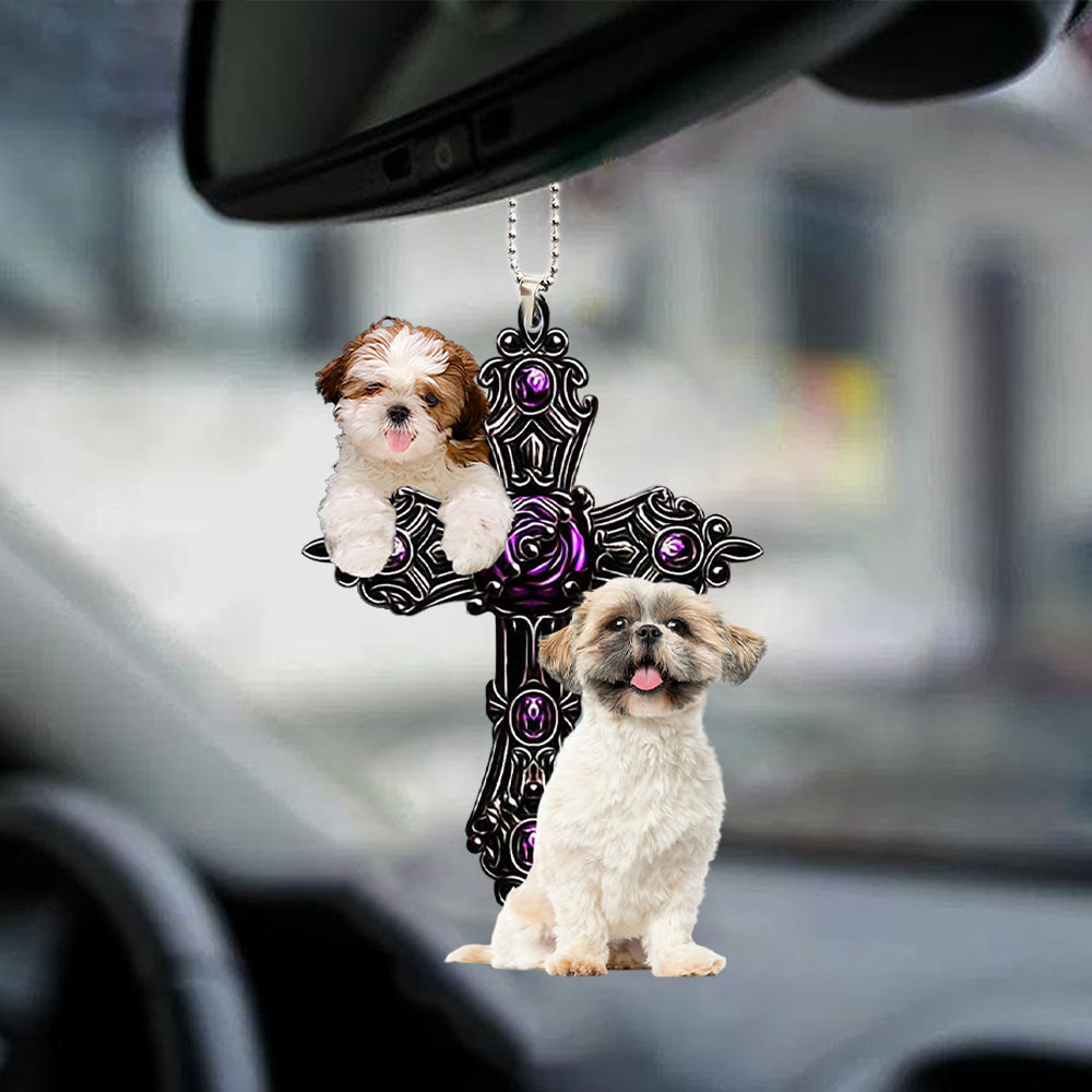 Shih Tzu Pray For God Car Hanging Ornament Dog Pray For God Auto Ornament Lasfour OO0696