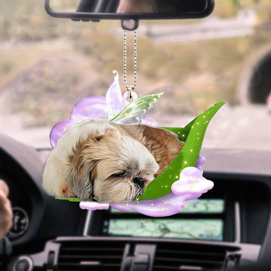 Shih tzu-Sleep On Fallen Leaves-Two Sided Ornament OO0510