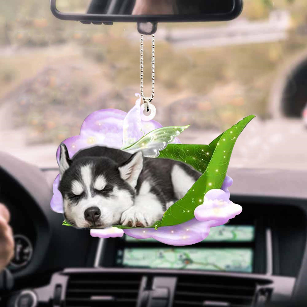 Siberian Husky-Sleep On Fallen Leaves-Two Sided Ornament OO0508