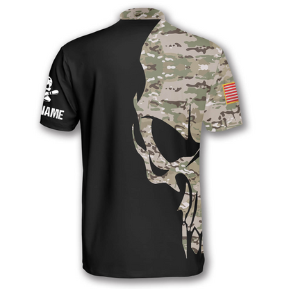 Skull Camouflage Custom Bowling Jerseys for Men, 3D All Over Print Bowling Shirt, Skull Shirt for Bowler SO0520