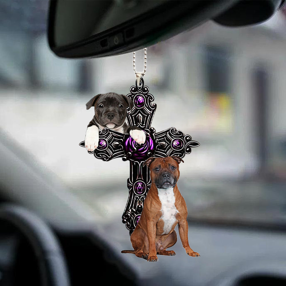 Staffordshire Bull Terrier Pray For God Car Hanging Ornament Dog Pray For God Ornament Lasfour OO0768