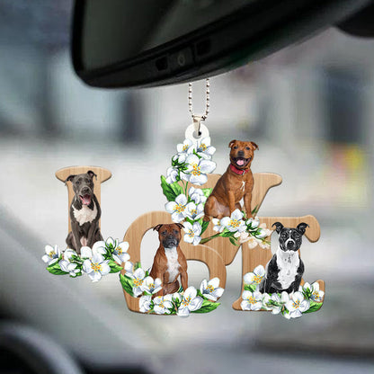 Staffordshire Bull Terrier Love Flowers Dog Lover Cars Ornament OO0885