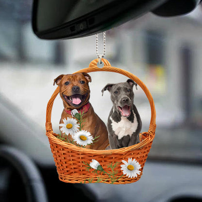 Staffordshire Bull Terrier God'S Present Car Hanging Ornament Two Dog Ornaments OO0928