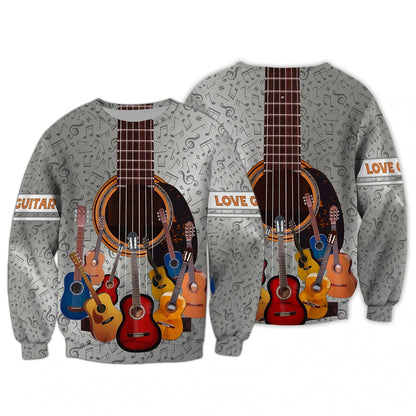 3D Full Print T Shirt For Guitarist, Gift For Guitar Lover, Guitar Sublimation Shirt Hoodie, Love Guitars 3D Bomber TO0205