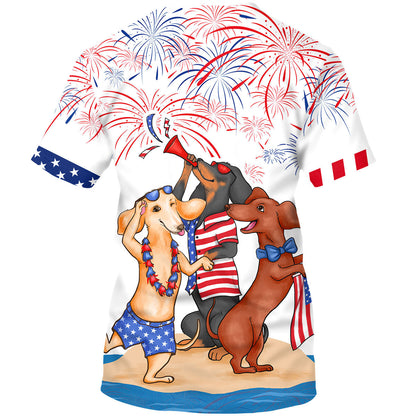 Dachshund Shirts For Men Women, Independence Day Funny Dog On T Shirt TO0958