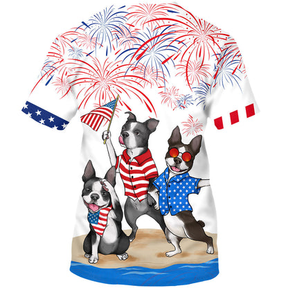 Boston Terriers T Shirt Gift For Dog Lover This Summer Funny Independence Day Dog In T Shirt TO0959