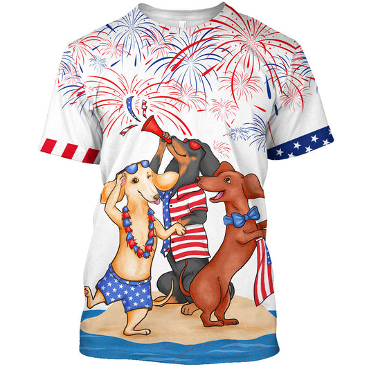 Dachshund Shirts For Men Women, Independence Day Funny Dog On T Shirt TO0958