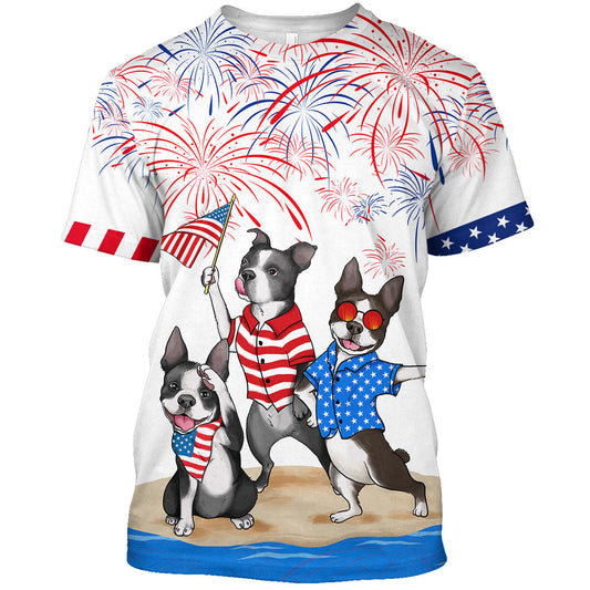 Boston Terriers T Shirt Gift For Dog Lover This Summer Funny Independence Day Dog In T Shirt TO0959