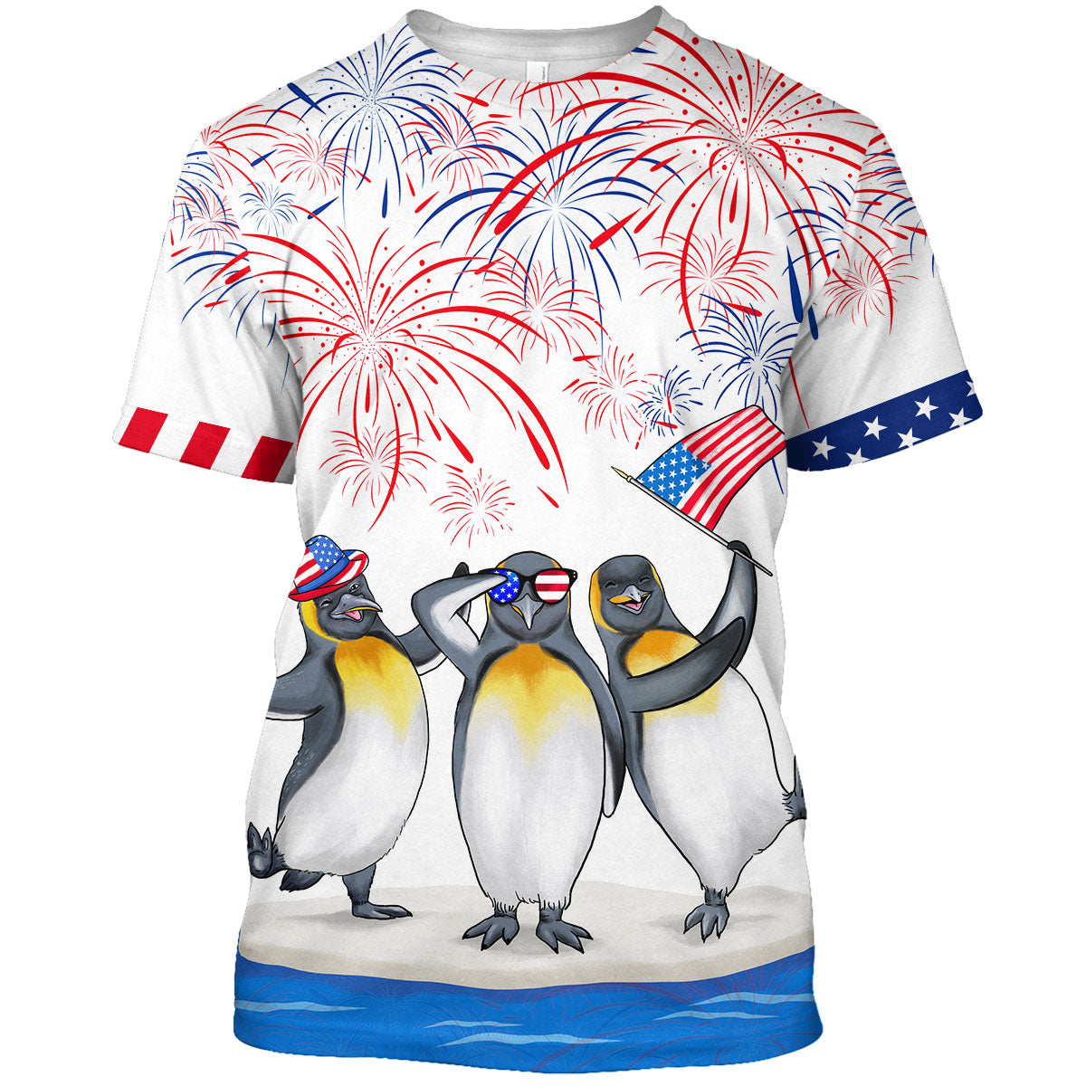 Penguins 3D T Shirt, Patriotic Funny Shirt, Penguin Independence Day Shirts TO0960