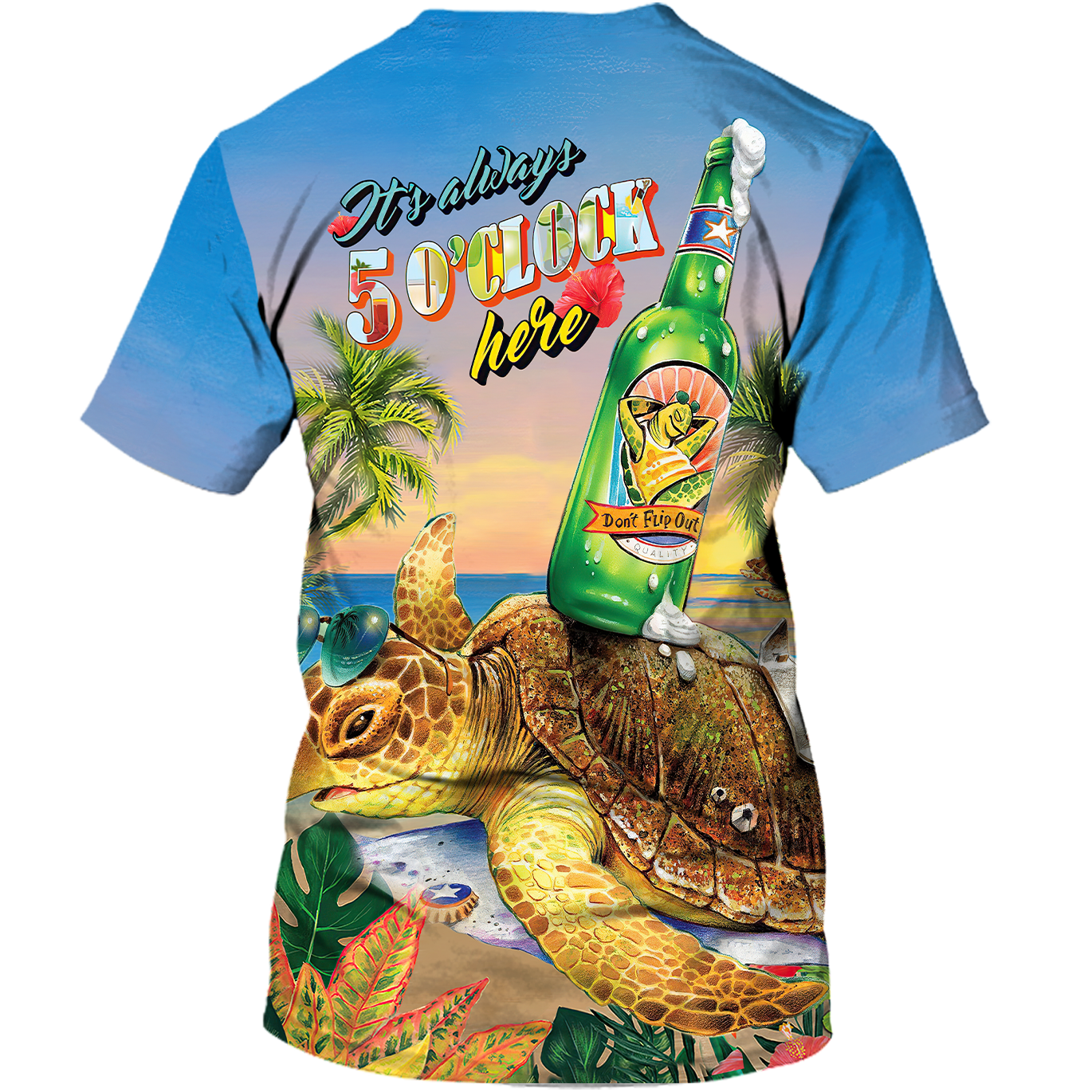 Funny Turtle Beer Summer 3D Shirt, Turtle On The Beach Vacation Shirts For Men Women, Beer Turtle Shirt TO0956