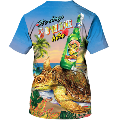 Funny Turtle Beer Summer 3D Shirt, Turtle On The Beach Vacation Shirts For Men Women, Beer Turtle Shirt TO0956