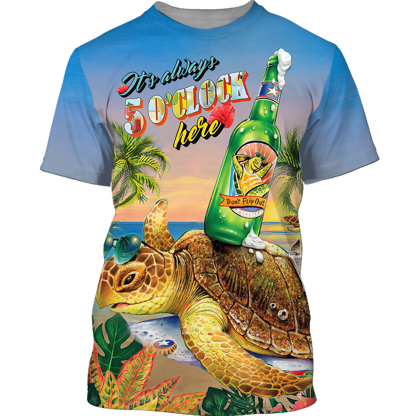 Funny Turtle Beer Summer 3D Shirt, Turtle On The Beach Vacation Shirts For Men Women, Beer Turtle Shirt TO0956