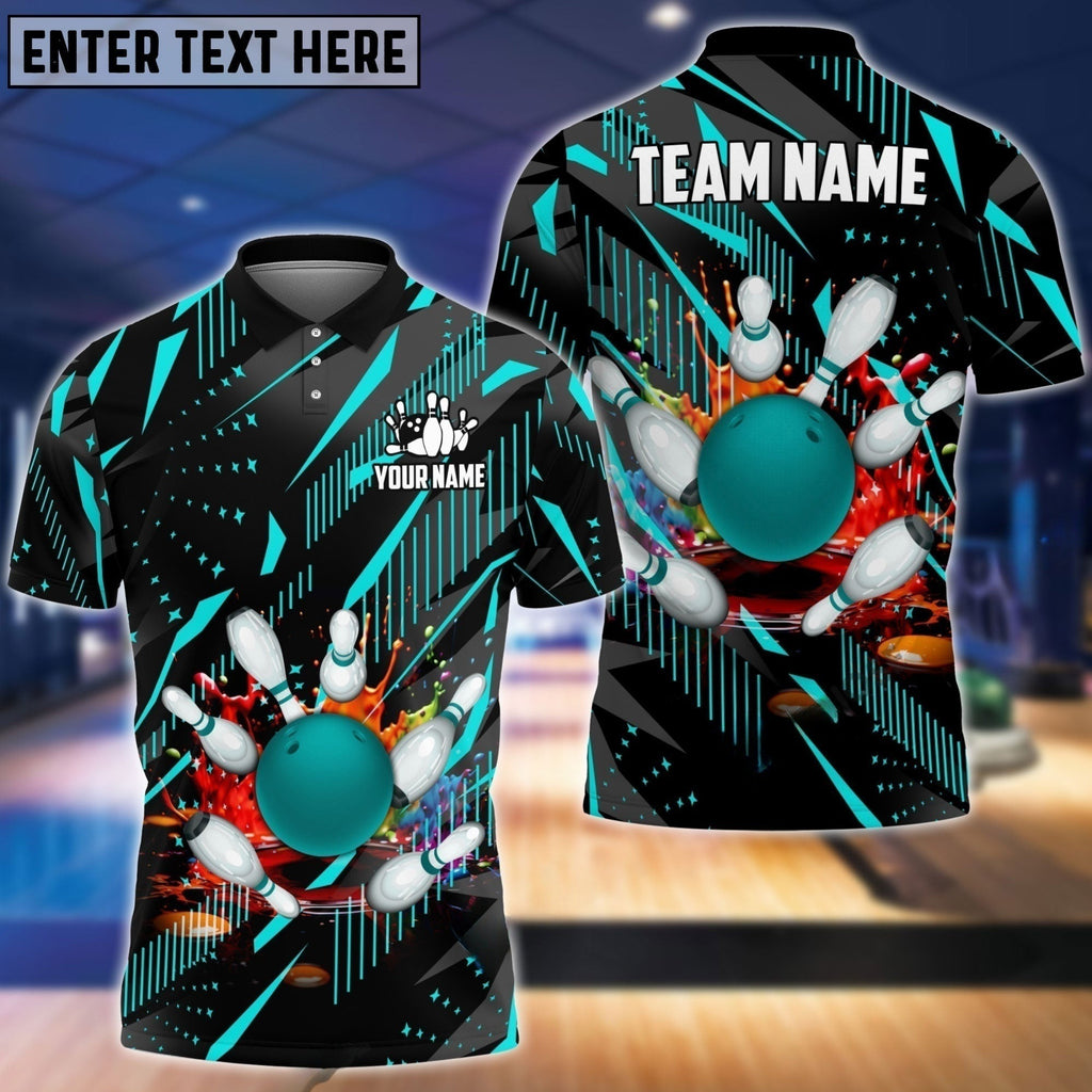 Bowling & Pins Classic Fireworks Multicolor Option Customized Name, Team Name 3D Polo Shirt BO0429