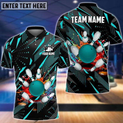 Bowling & Pins Classic Fireworks Multicolor Option Customized Name, Team Name 3D Polo Shirt BO0429