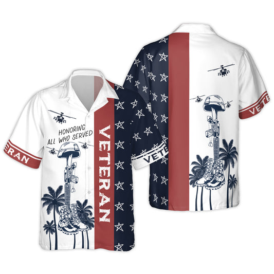 Honoring All Who Served Veteran Hawaiian Shirt, 3D Hoodie Veteran Pattern, Patriotic Veteran Gifts TO2751