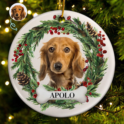 Custom Photo Lovely Pet Face - Christmas Gift For Pet Lovers, Pet Memorial - Personalized Circle Ceramic Ornament OW0002