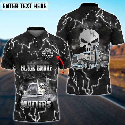 Truck Black Smoke Matters Personalized Name Polo Shirt For Truck Driver TO3536