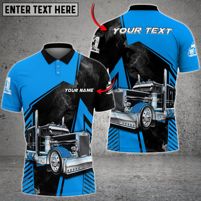 Customized Name Truck Smoke Multicolor Option 3D Polo Shirt, Perfect Gift for Truck Driver TO3511