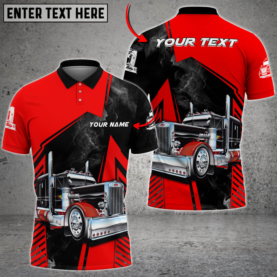 Customized Name Truck Smoke Multicolor Option 3D Polo Shirt, Perfect Gift for Truck Driver TO3511