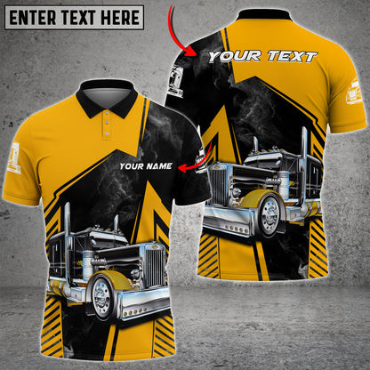 Customized Name Truck Smoke Multicolor Option 3D Polo Shirt, Perfect Gift for Truck Driver TO3511