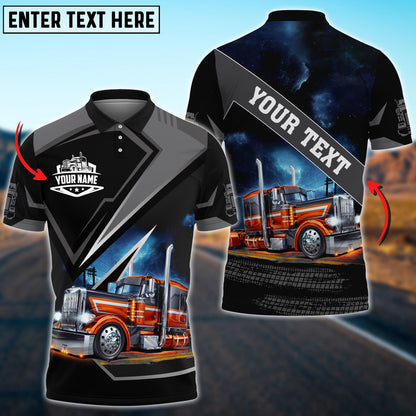 Personalized Name Text Truck Multicolor Sky Polo Shirt, Idea Shirt for Truck Driver TO3537