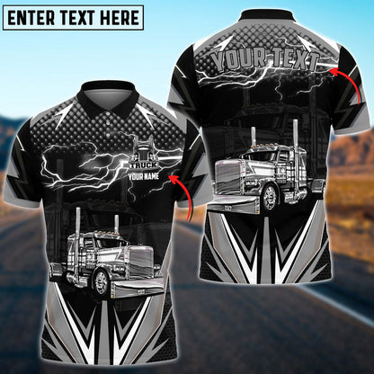 Truck Thunder Lights Multicolor Option Personalized Name 3D Polo Shirt For Truck Driver TO3525