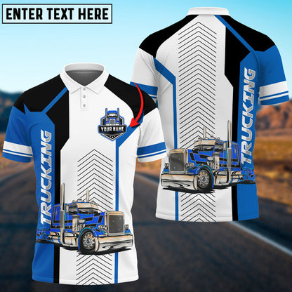 Trucking Sporty Pattern Personalized Name 3D Polo Shirt For Truck Driver Multicolor TO3522