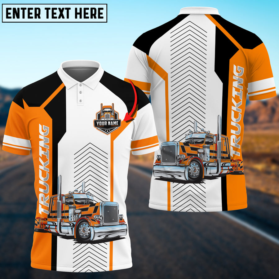 Trucking Sporty Pattern Personalized Name 3D Polo Shirt For Truck Driver Multicolor TO3522