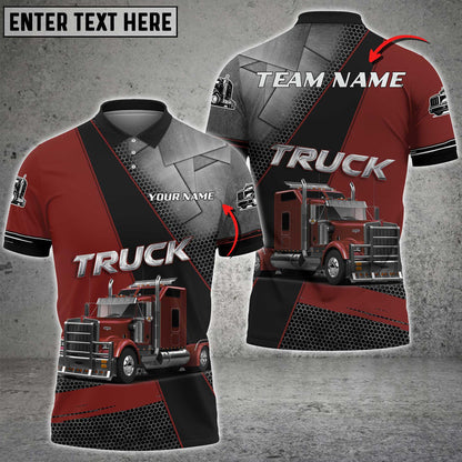 Truck Metal Multicolor Option Pattern Personalized Name 3D Polo Shirt For Truck Driver TO3520