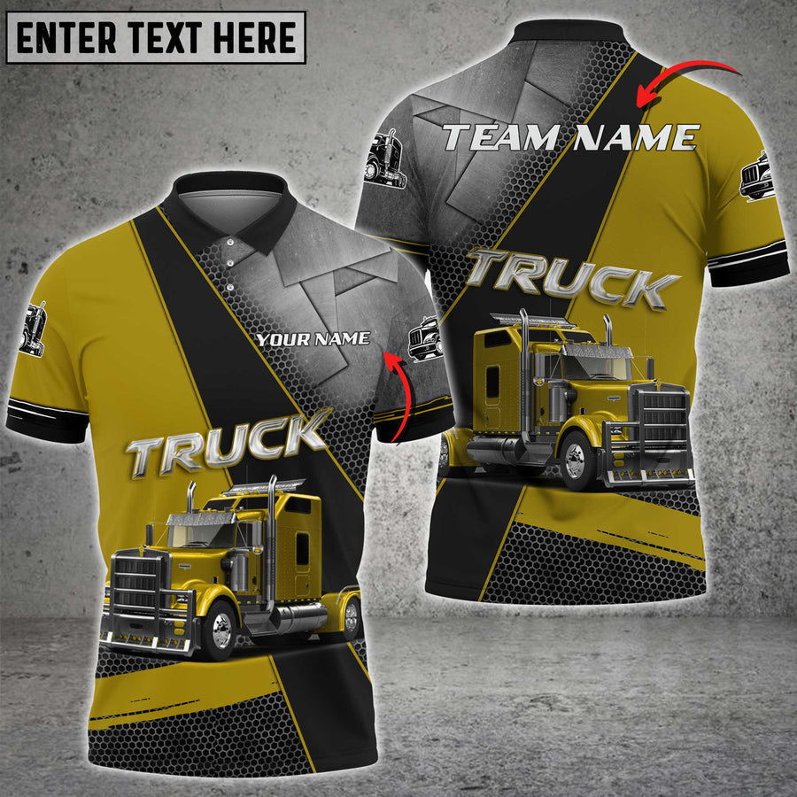 Truck Metal Multicolor Option Pattern Personalized Name 3D Polo Shirt For Truck Driver TO3520