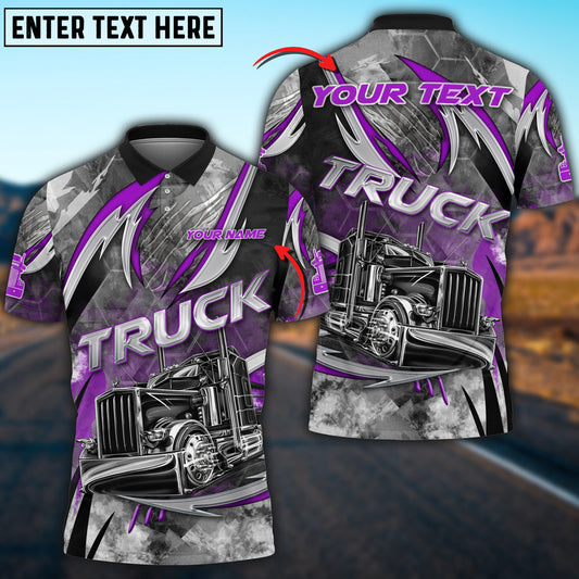 Truck Smoky Multicolor Pattern Personalized Name 3D Polo Shirt For Truck Driver TO3516