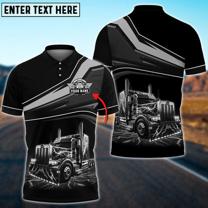 Truck Thunder and Lightning Multicolor Personalized Name 3D Polo Shirt For Truck Driver TO3523