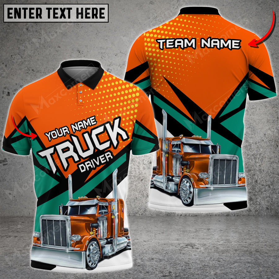 Truck Mix Multicolor Option Personalized Name Team 3D Polo Shirt For Truck Driver TO3517