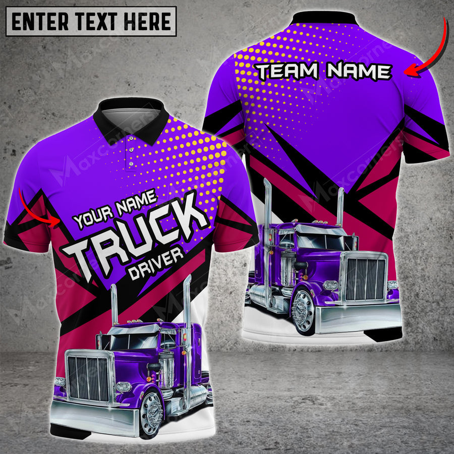 Truck Mix Multicolor Option Personalized Name Team 3D Polo Shirt For Truck Driver TO3517