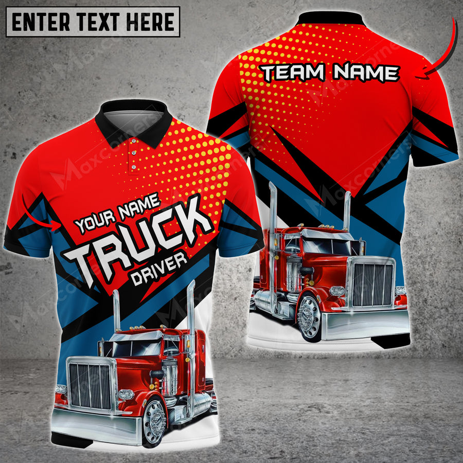 Truck Mix Multicolor Option Personalized Name Team 3D Polo Shirt For Truck Driver TO3517