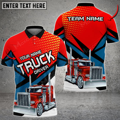 Truck Mix Multicolor Option Personalized Name Team 3D Polo Shirt For Truck Driver TO3517