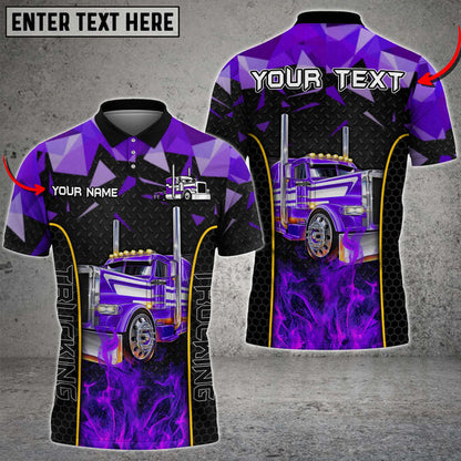 Truck Metal Pattern Multicolor Option Personalized Name 3D Polo Shirt For Truck Driver TO3526