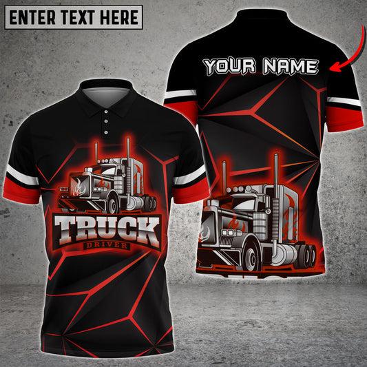 Multicolor Truck Neon Light Pattern Personalized Name 3D Polo Shirt For Truck Driver TO3503