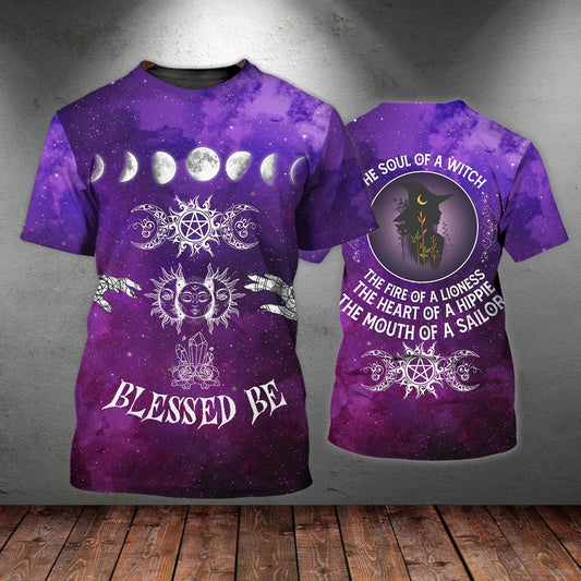 3D Printed Purple Tshirt For Halloween, Halloween The Soul Of A Witch Unisex Premium Shirts TO2315