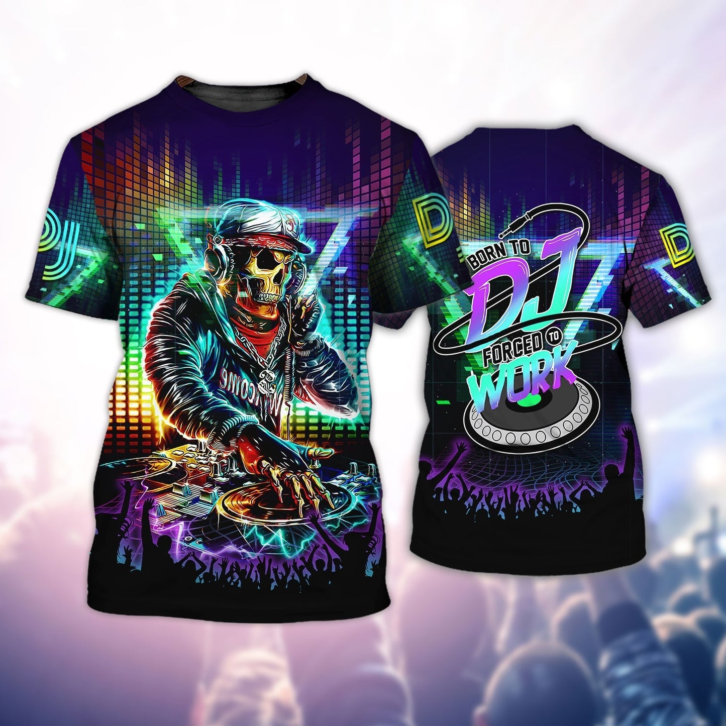 3D All Over Printed Dj T Shirt, Dj Shirt, Skull Dj Playing Music Shirts TO0850