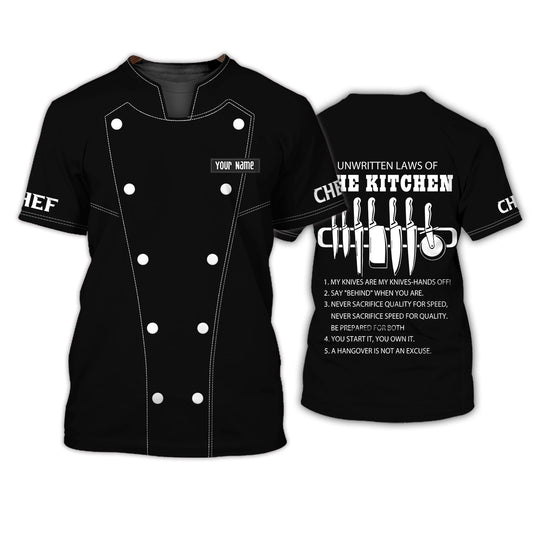 Chef Personalized Shirt Chef Apparel Chef Wear Cook Shirts Chef Uniform Black & White TO3329