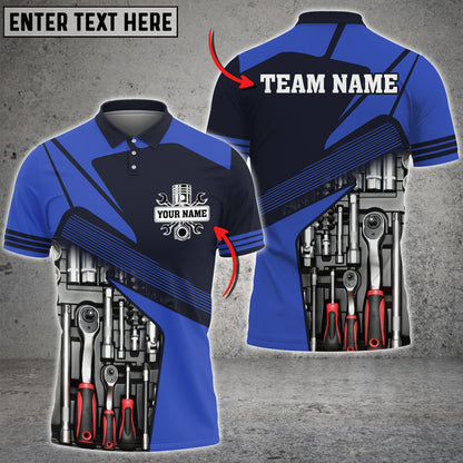 Mechanic Tool Custom Text Multi Color Printed 3D Polo Shirt, Mechanic Men Shirt TO3490